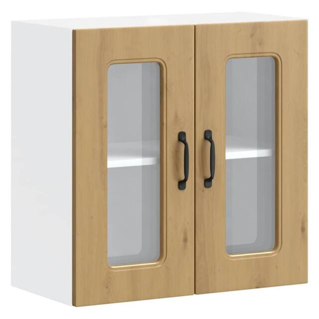 Berkfield Home Kitchen Wall Cabinet with Glass Door Lucca High Gloss White Wood in Brown - image 1