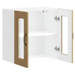 Berkfield Home Kitchen Wall Cabinet with Glass Door Lucca High Gloss White Wood in Brown - thumbnail 6