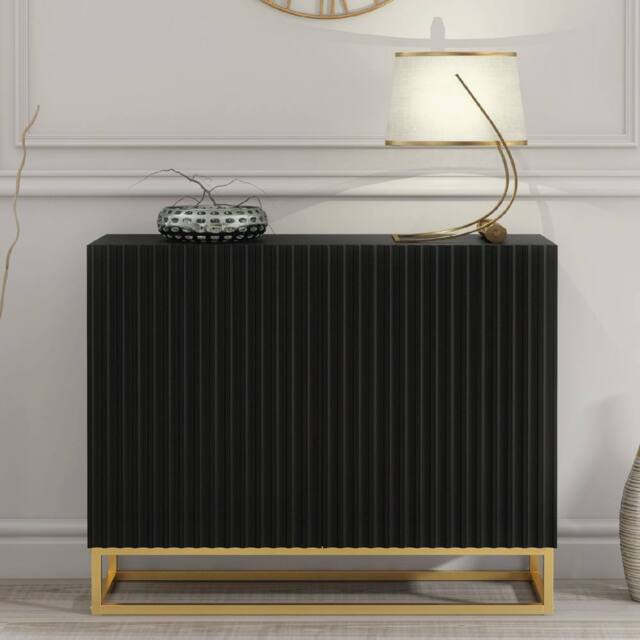 Creative Furniture Ripple Sideboard 100cm - Black with Fluted Doors - image 1