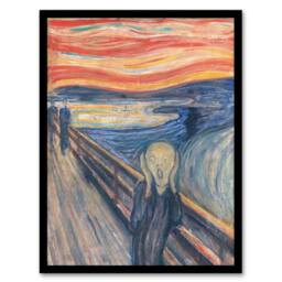 Artery8 The Scream Iconic Painting Munch Vintage Framed Wall Art Print - Size: A4 - thumbnail 1