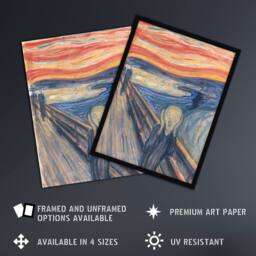 Artery8 The Scream Iconic Painting Munch Vintage Framed Wall Art Print - Size: A4 - thumbnail 2