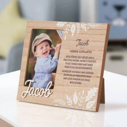 History & Heraldry Personalised Kids Wooden Picture Frame - Jacob in Brown - thumbnail 2