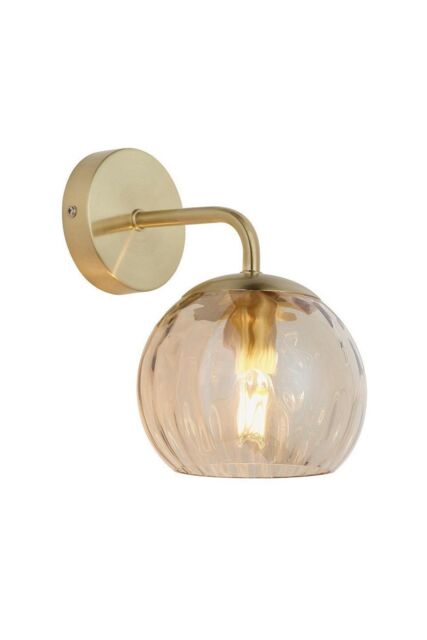 Netlighting Dimple Glass Wall Lamp Satin Brass Plate Champagne Lustre Glass in Gold - image 1