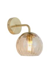 Netlighting Dimple Glass Wall Lamp Satin Brass Plate Champagne Lustre Glass in Gold - thumbnail 1