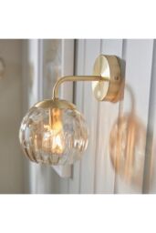 Netlighting Dimple Glass Wall Lamp Satin Brass Plate Champagne Lustre Glass in Gold - thumbnail 5