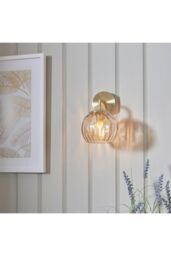 Netlighting Dimple Glass Wall Lamp Satin Brass Plate Champagne Lustre Glass in Gold - thumbnail 3