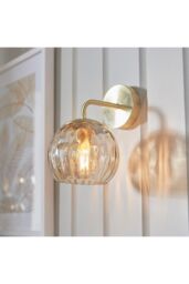 Netlighting Dimple Glass Wall Lamp Satin Brass Plate Champagne Lustre Glass in Gold - thumbnail 2