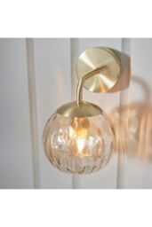Netlighting Dimple Glass Wall Lamp Satin Brass Plate Champagne Lustre Glass in Gold - thumbnail 6