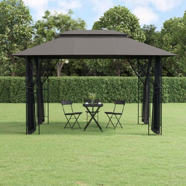 Berkfield Home Gazebo with Sidewalls Anthracite 400x300x270 cm Steel in Black - Size: 400 x 300 x 270 cm - image 1