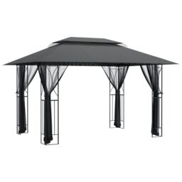 Berkfield Home Gazebo with Sidewalls Anthracite 400x300x270 cm Steel in Black - Size: 400 x 300 x 270 cm - thumbnail 2