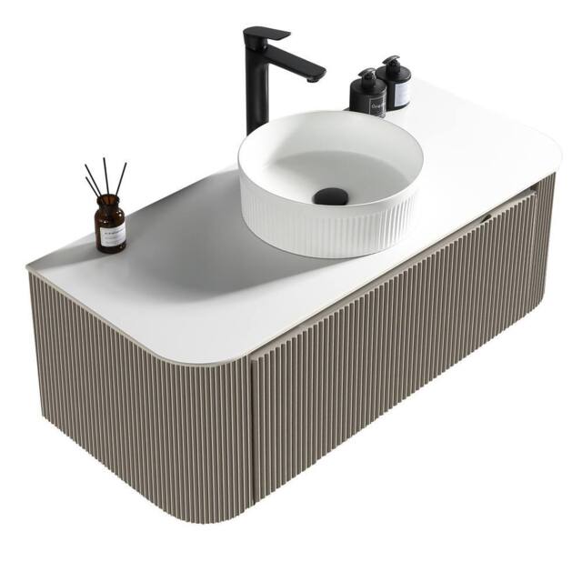 Bathroom Kingdom Flauto Soft Coffee Wall Hung Vanity Basin 1070mm in Taupe - image 1