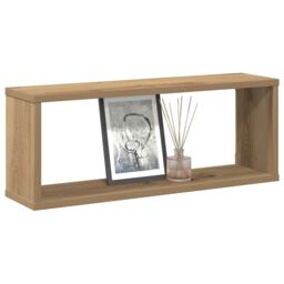 Berkfield Home Wall Cube Shelves 2 pcs Artisan Oak 60x15x23 cm Engineered Wood in Brown - Size: 60 x 15 x 23 cm