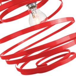 Happy Homewares Gloss Metal Double Ribbon Spiral Swirl Ceiling Light Pendant in Red - thumbnail 2