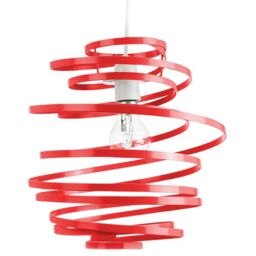 Happy Homewares Gloss Metal Double Ribbon Spiral Swirl Ceiling Light Pendant in Red - thumbnail 3