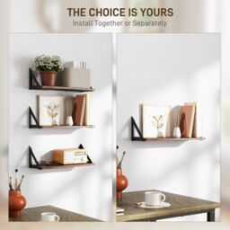 HOMCOM Set of 3 Vintage Wall Shelves for Living Room Rustic Brown - thumbnail 5