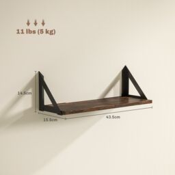 HOMCOM Set of 3 Vintage Wall Shelves for Living Room Rustic Brown - thumbnail 3