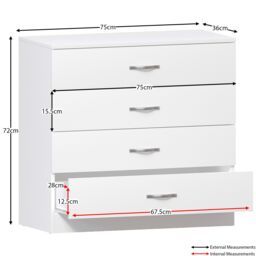 Home Discount Vida Designs 4Pc Bedroom Set 2x3Drawer Bedside, 4Drawer, 3 Dr Wardrobe in White - thumbnail 6