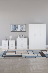 Home Discount Vida Designs 4Pc Bedroom Set 2x3Drawer Bedside, 4Drawer, 3 Dr Wardrobe in White - thumbnail 4
