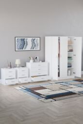 Home Discount Vida Designs 4Pc Bedroom Set 2x3Drawer Bedside, 4Drawer, 3 Dr Wardrobe in White - thumbnail 2