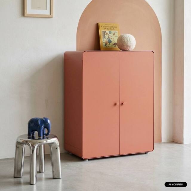 sweeek Metal wardrobe cabinet 2 doors in Terracotta - image 1