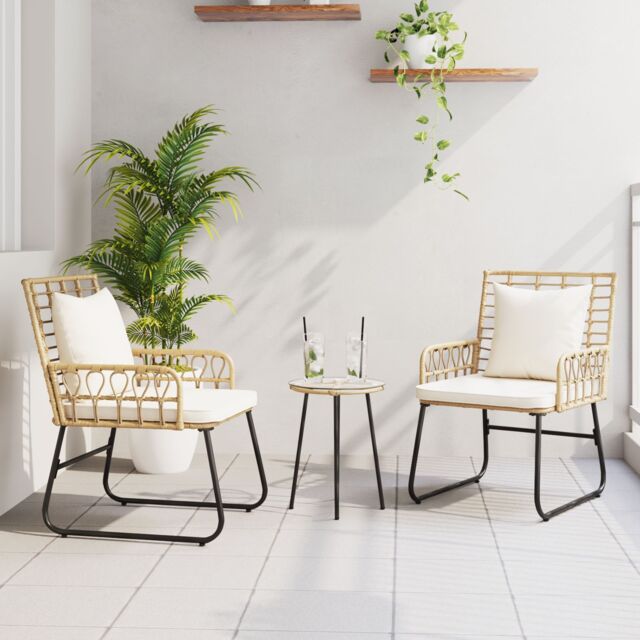 Berkfield Home Garden Dining Set 3 pcs 35 x 35 x 45 cm Poly rattan, steel in Brown - image 1