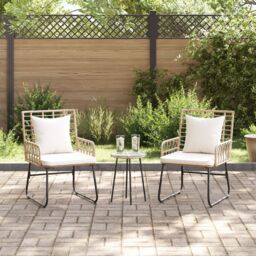 Berkfield Home Garden Dining Set 3 pcs 35 x 35 x 45 cm Poly rattan, steel in Brown - thumbnail 4