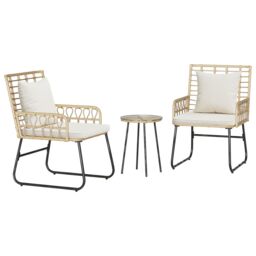 Berkfield Home Garden Dining Set 3 pcs 35 x 35 x 45 cm Poly rattan, steel in Brown - thumbnail 2