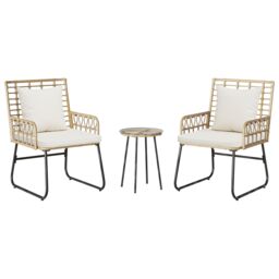 Berkfield Home Garden Dining Set 3 pcs 35 x 35 x 45 cm Poly rattan, steel in Brown - thumbnail 8