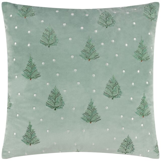 Furn Evergreen Classic Tree Embroidered Cushion in Green - Size: 43 cm x 43 cm - image 1