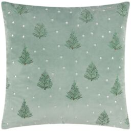 Furn Evergreen Classic Tree Embroidered Cushion in Green - Size: 43 cm x 43 cm - thumbnail 1
