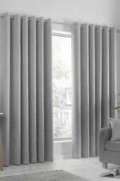 Fusion 'Strata' Triple-Woven Dimout Eyelet Curtains in Silver - Size: 229 cm width x 229 cm drop - thumbnail 1