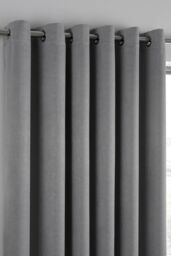 Fusion 'Strata' Triple-Woven Dimout Eyelet Curtains in Silver - Size: 229 cm width x 229 cm drop - thumbnail 2