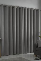 Fusion 'Strata' Triple-Woven Dimout Eyelet Curtains in Silver - Size: 229 cm width x 229 cm drop - thumbnail 3