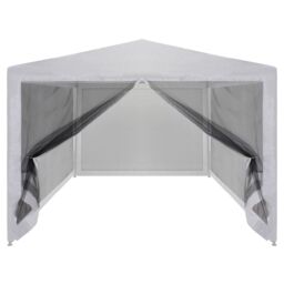 Berkfield Home Party Tent with 4 Mesh Sidewalls 4x3 m in White - thumbnail 3