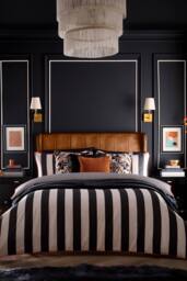 Laurence Llewelyn-Bowen 'Festivo Circus Stripe' 100% Cotton Fitted Bed Sheet in Black - Size: Double - thumbnail 3