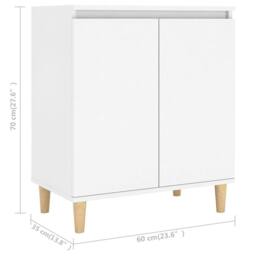 Berkfield Home Sideboard with Solid Wood Legs White 60x35x70 cm Engineered Wood - Size: 60 x 35 x 70 cm - thumbnail 8