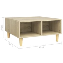 Berkfield Home Coffee Table Sonoma Oak 60x60x30 cm Engineered Wood in Brown - Size: 60 x 60 x 30 cm - thumbnail 6