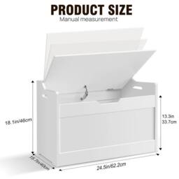 Kelvenix Wooden Toy Box Large White Storage - thumbnail 2