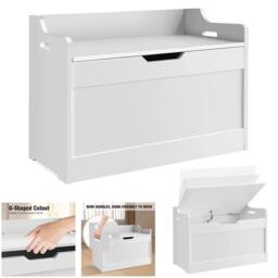 Kelvenix Wooden Toy Box Large White Storage - thumbnail 1