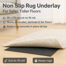 Marco Paul Non-Slip Sheet Mat & Rug in Black - Size: 70 cm x 175 cm - thumbnail 3