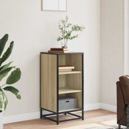 Berkfield Home Sideboard Sonoma Oak 35.5x35x76 cm Engineered Wood & Metal in Brown - thumbnail 3