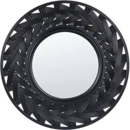 Wyld and Coco 60 cm Round Wall Mirror Black Synthetic Frame - thumbnail 2