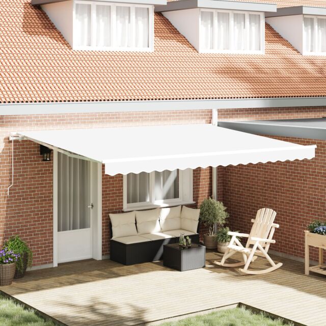 Berkfield Home Manual Retractable Awning White 450x300 cm in Grey - image 1