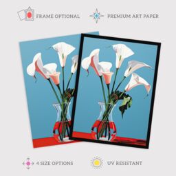 "Wee Blue Coo Wall Art Print Lustrous Lilies Calla Flowers Blue Red Living Room - Size: W24"" x H32""" - thumbnail 2