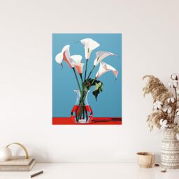"Wee Blue Coo Wall Art Print Lustrous Lilies Calla Flowers Blue Red Living Room - Size: W24"" x H32""" - thumbnail 4