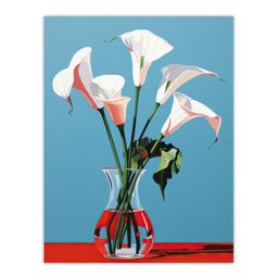 "Wee Blue Coo Wall Art Print Lustrous Lilies Calla Flowers Blue Red Living Room - Size: W24"" x H32""" - thumbnail 1