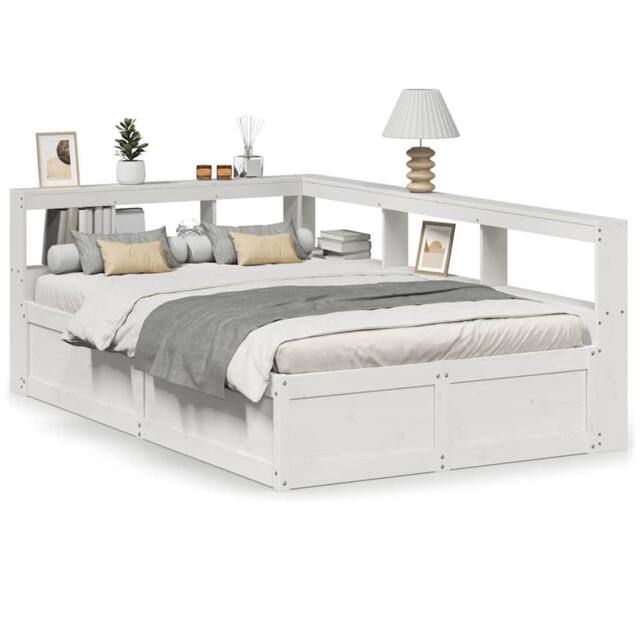 Berkfield Home Bookcase Bed without Mattress White 140x190cm Solid Wood Pine - Size: 140x190 cm - image 1