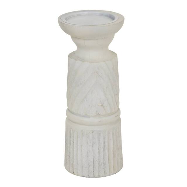 Hill Interiors Carved Candle Holder in White - image 1