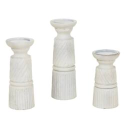 Hill Interiors Carved Candle Holder in White - thumbnail 3