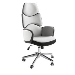Angel Cerda Office Swivel Chair Light Grey Fabric, Glossy White